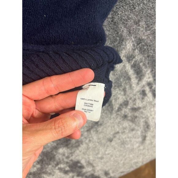 J. Crew 100% Lambswool Collared Cardigan Navy Blue Fair Isle Men's M Fisherman - Picture 5 of 10